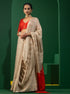 Aruna Cream and Red Soft Silk Bhagalpur Saree with Blouse Fabric